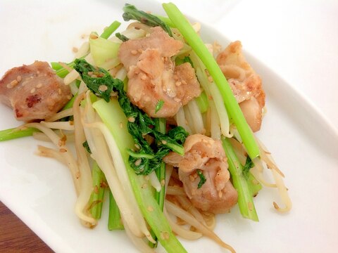 捨てないで♪カブの葉と鶏肉の中華炒め